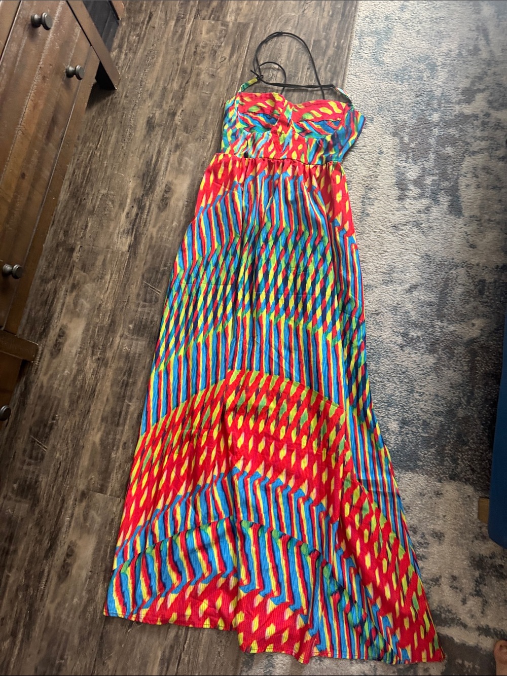 Bright Rainbow Striped Dress - Size S